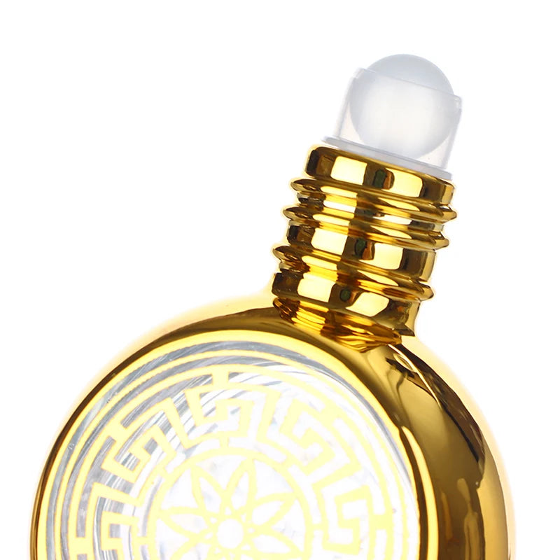 10ml Mini Essential Oil Roller Bottle Gold Crown Shape Perfume Bottling Portable Travel Electroplated Carve Glass Empty Bottle