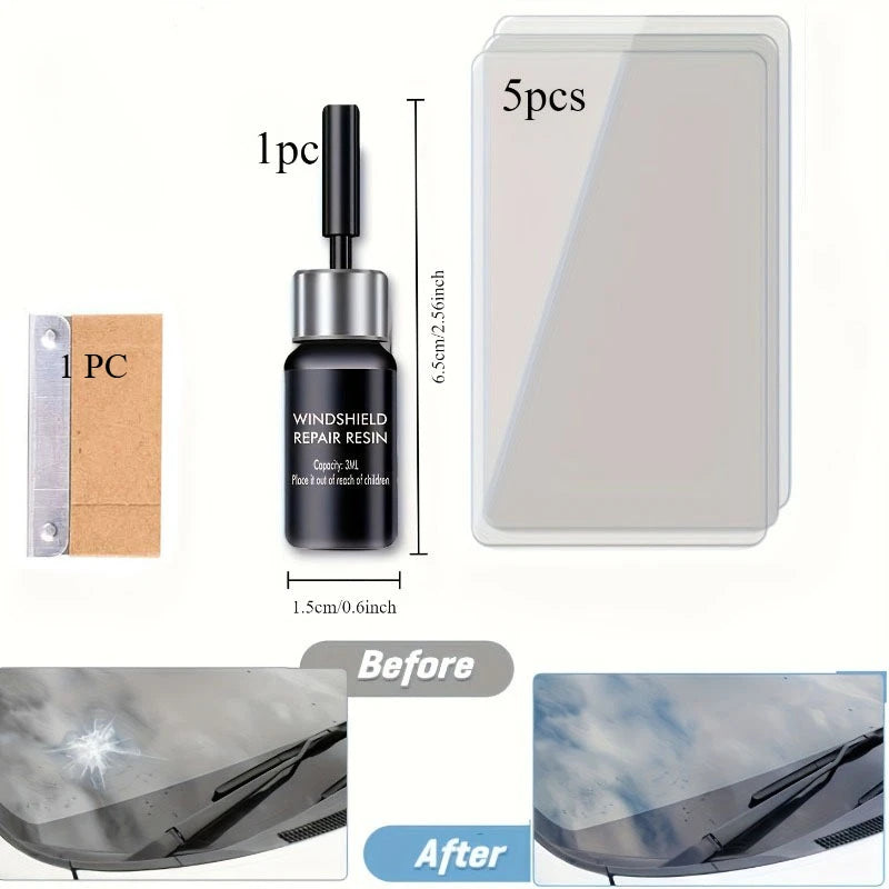 Windshield Repair Kit,1 Bottle Nano Glass Crack Repair Liquid Quick Windshield Repair for Chips