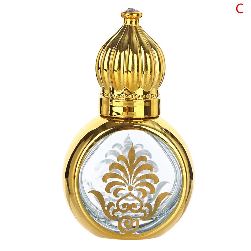 10ml Mini Essential Oil Roller Bottle Gold Crown Shape Perfume Bottling Portable Travel Electroplated Carve Glass Empty Bottle