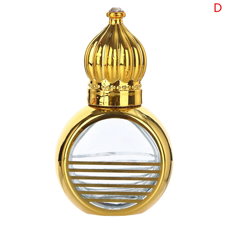 10ml Mini Essential Oil Roller Bottle Gold Crown Shape Perfume Bottling Portable Travel Electroplated Carve Glass Empty Bottle
