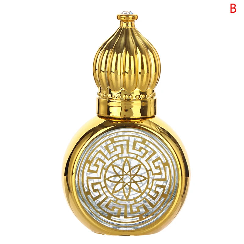 10ml Mini Essential Oil Roller Bottle Gold Crown Shape Perfume Bottling Portable Travel Electroplated Carve Glass Empty Bottle